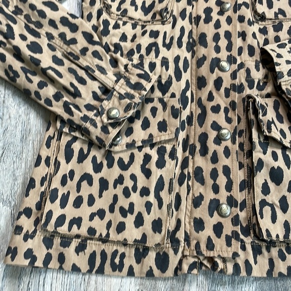 RACHEL Rachel Roy Denim Tan and Black Leopard Zip Up Utility Jacket, size small - Picture 5 of 15